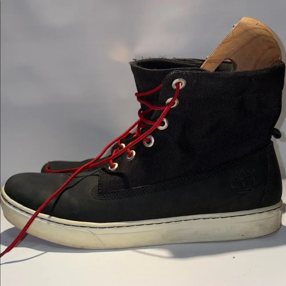 Timberland Black Boots with Red Laces